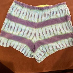 Girls tie-dye blue and green shorts